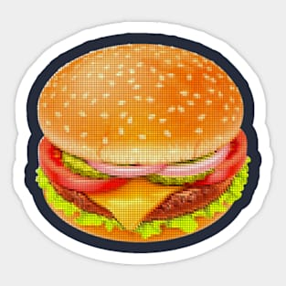 Hamburger Cheeseburger Pixel Art Cartoon Sticker